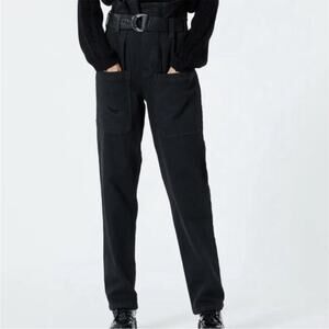The Kooples | Women’s Lizy Denim Black Jeans Cargo Style High Rise Straight Leg